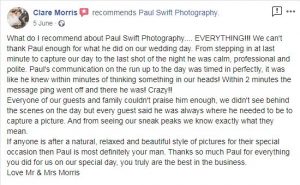 Kind words for Northwest Wedding Photographer