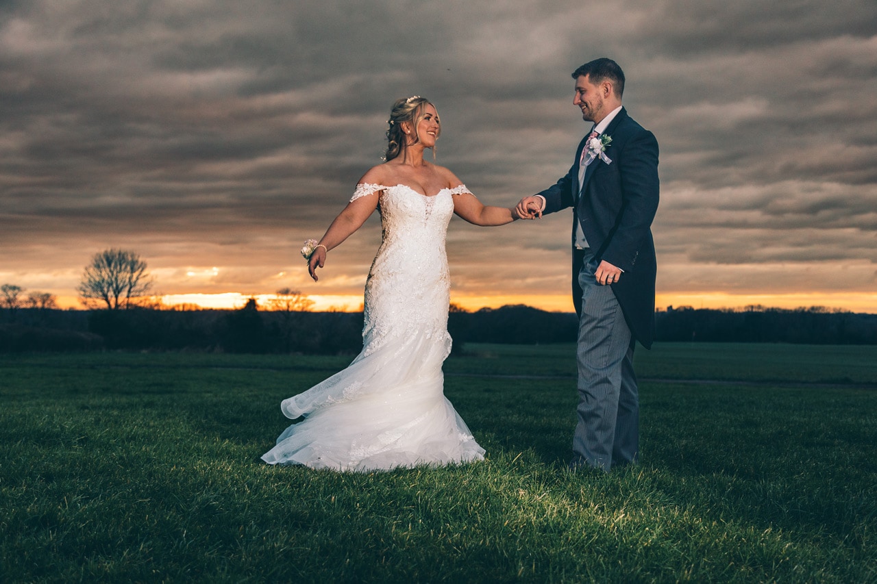 Best Wedding Photographer - First Dance Practise under the sunset at Beeston Manor